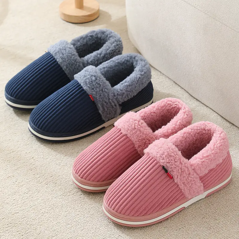 Couple warm bag heel cotton slippers winter indoor thickened bottom home home non-slip belt heel cotton shoes ladies