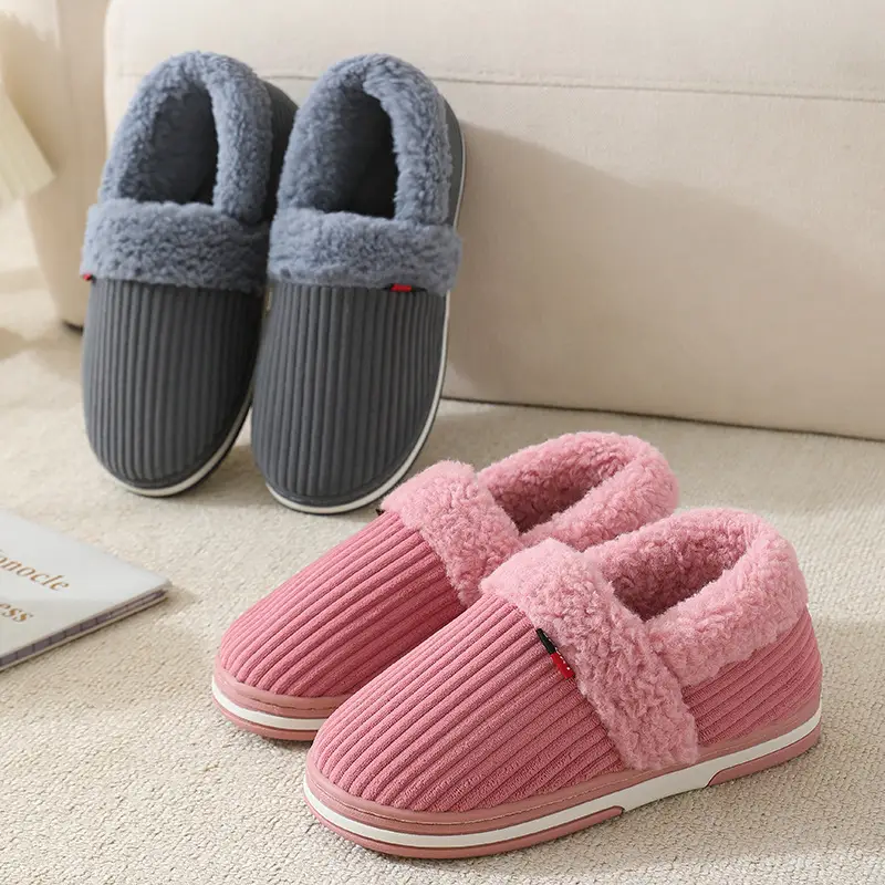 Couple warm bag heel cotton slippers winter indoor thickened bottom home home non-slip belt heel cotton shoes ladies