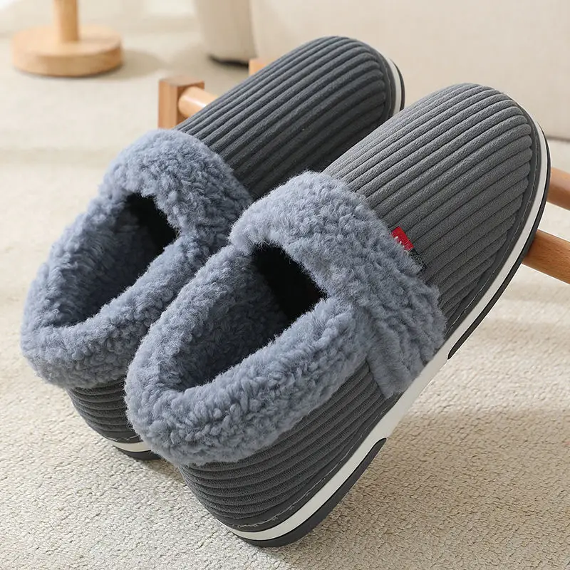 Couple warm bag heel cotton slippers winter indoor thickened bottom home home non-slip belt heel cotton shoes ladies