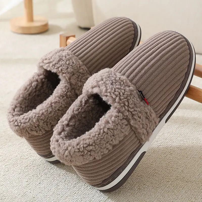 Couple warm bag heel cotton slippers winter indoor thickened bottom home home non-slip belt heel cotton shoes ladies