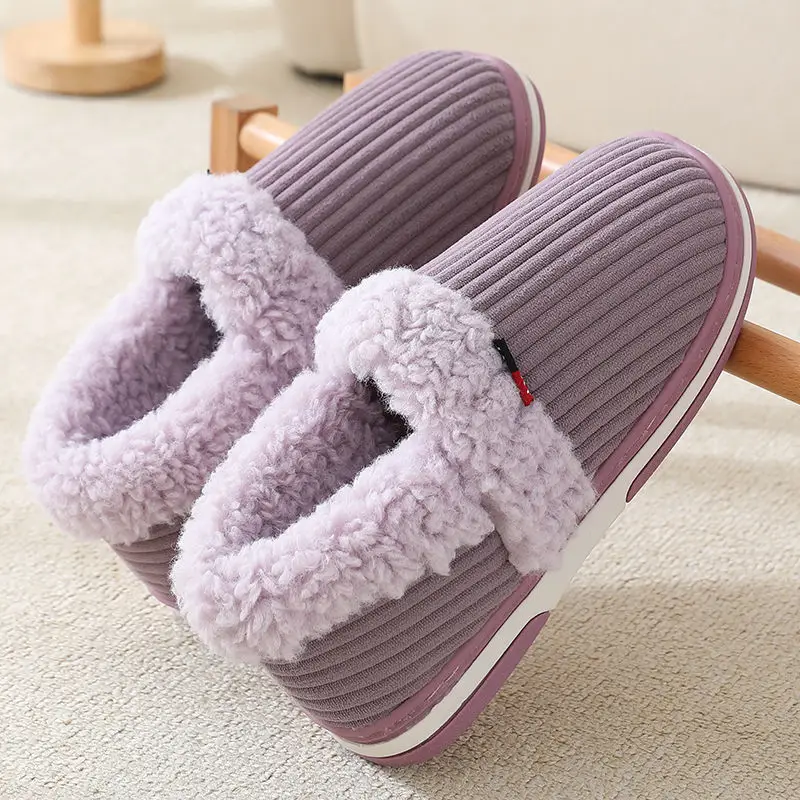Couple warm bag heel cotton slippers winter indoor thickened bottom home home non-slip belt heel cotton shoes ladies