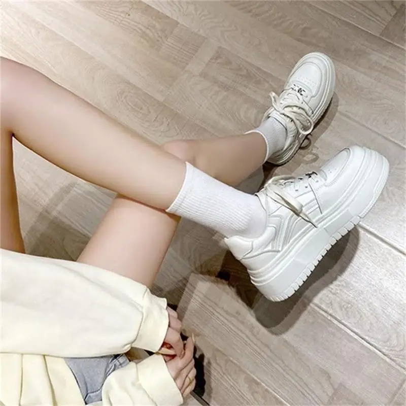 White Shoes Women's 2023 Summer Women's Shoes New White Sneakers Thick Sole Increased Small Casual Shoes Soft Sole - Image 4