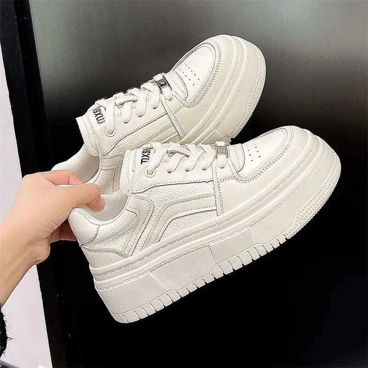 White Shoes Women's 2023 Summer Women's Shoes New White Sneakers Thick Sole Increased Small Casual Shoes Soft Sole — feature 2