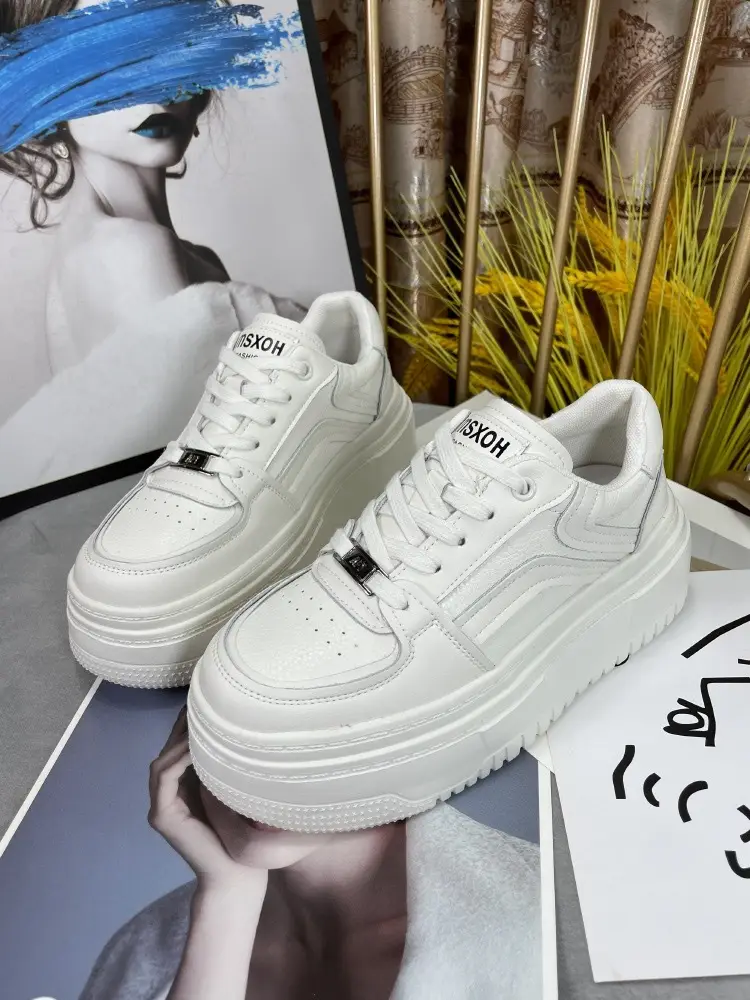 White Shoes Women's 2023 Summer Women's Shoes New White Sneakers Thick Sole Increased Small Casual Shoes Soft Sole — feature 4