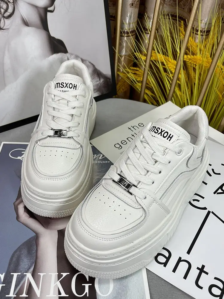 White Shoes Women's 2023 Summer Women's Shoes New White Sneakers Thick Sole Increased Small Casual Shoes Soft Sole — feature 5