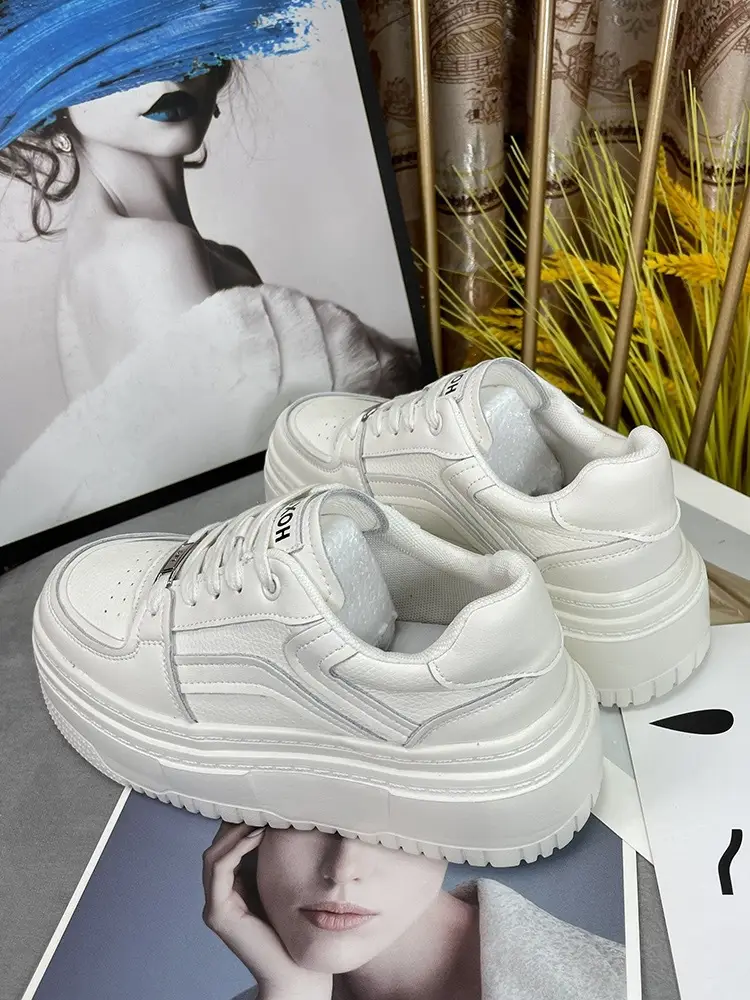 White Shoes Women's 2023 Summer Women's Shoes New White Sneakers Thick Sole Increased Small Casual Shoes Soft Sole — feature 7