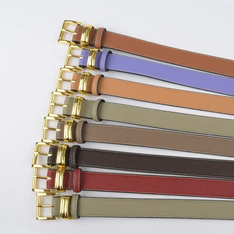 Women's Genuine Leather Belt with Gold Buckle - Image 19