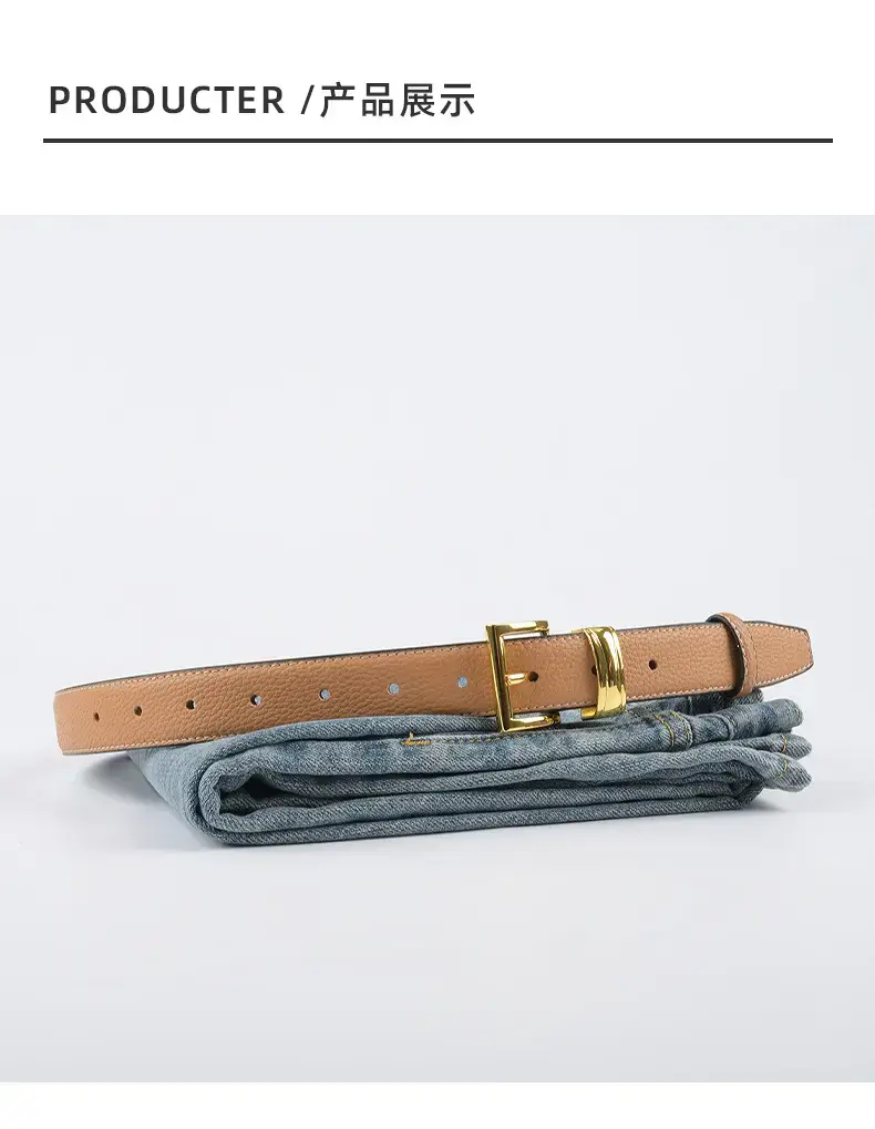 Women's Genuine Leather Belt with Gold Buckle β feature 10