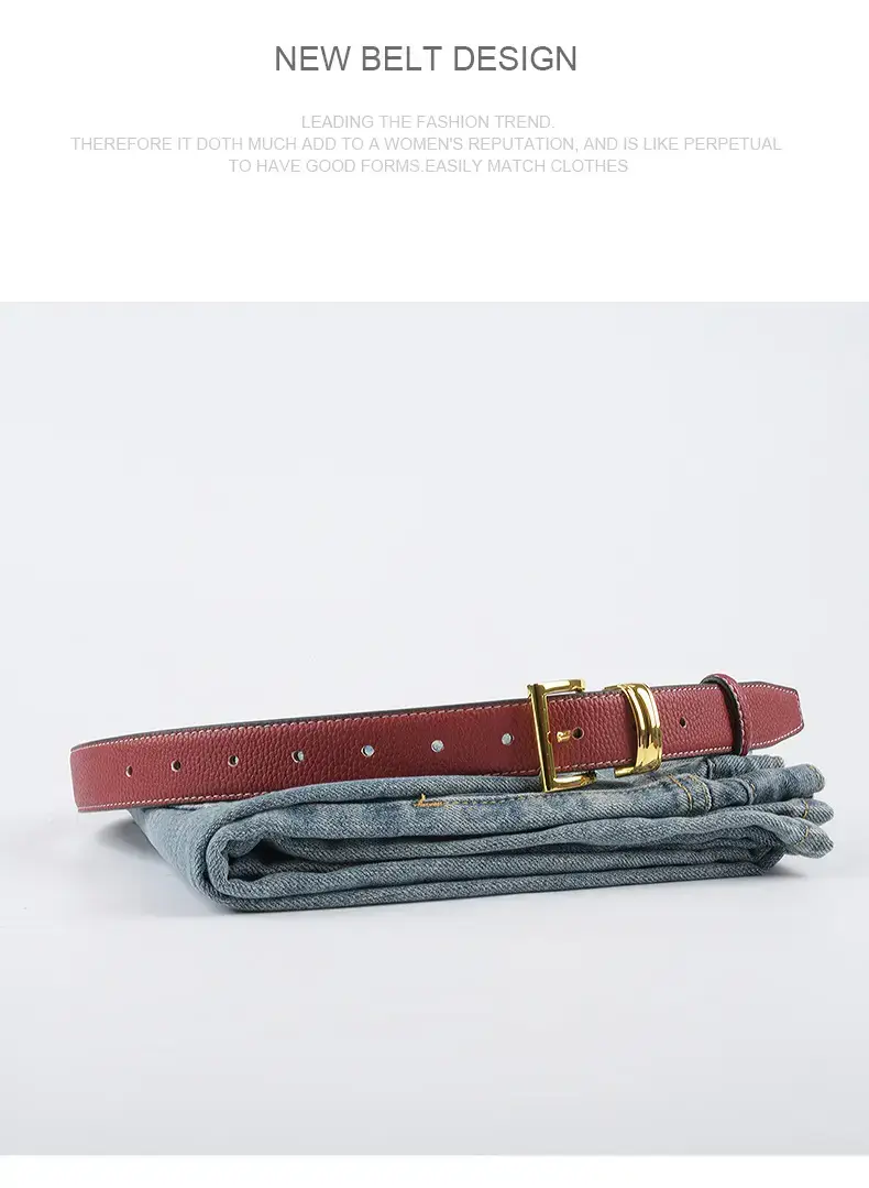 Women's Genuine Leather Belt with Gold Buckle β feature 11