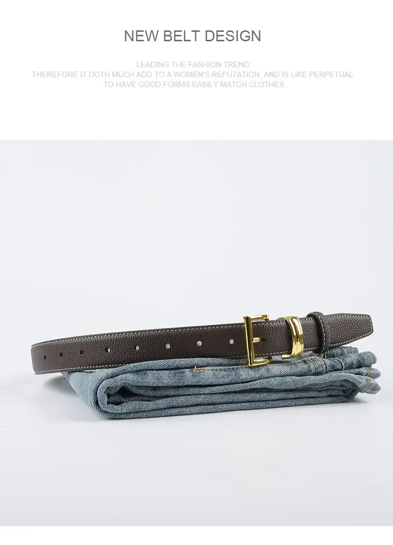 Women's Genuine Leather Belt with Gold Buckle β feature 12