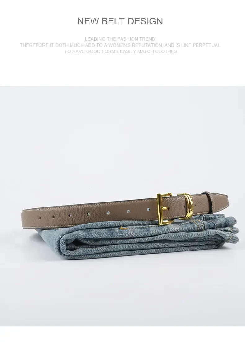 Women's Genuine Leather Belt with Gold Buckle β feature 14