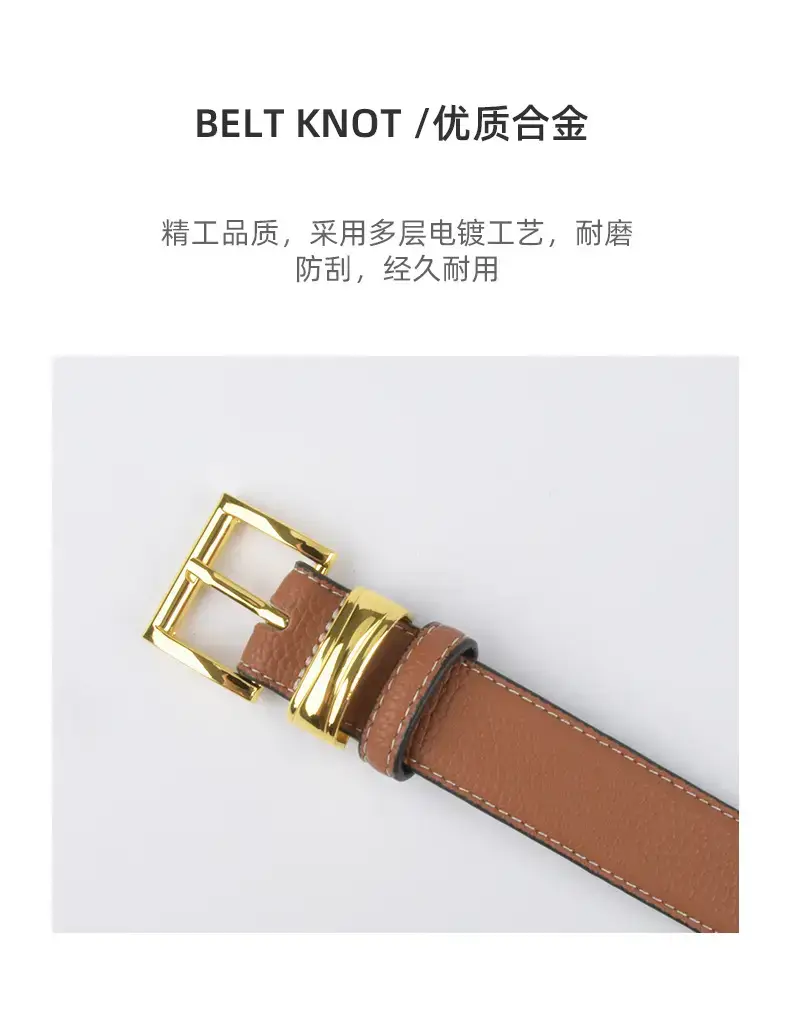 Women's Genuine Leather Belt with Gold Buckle β feature 7