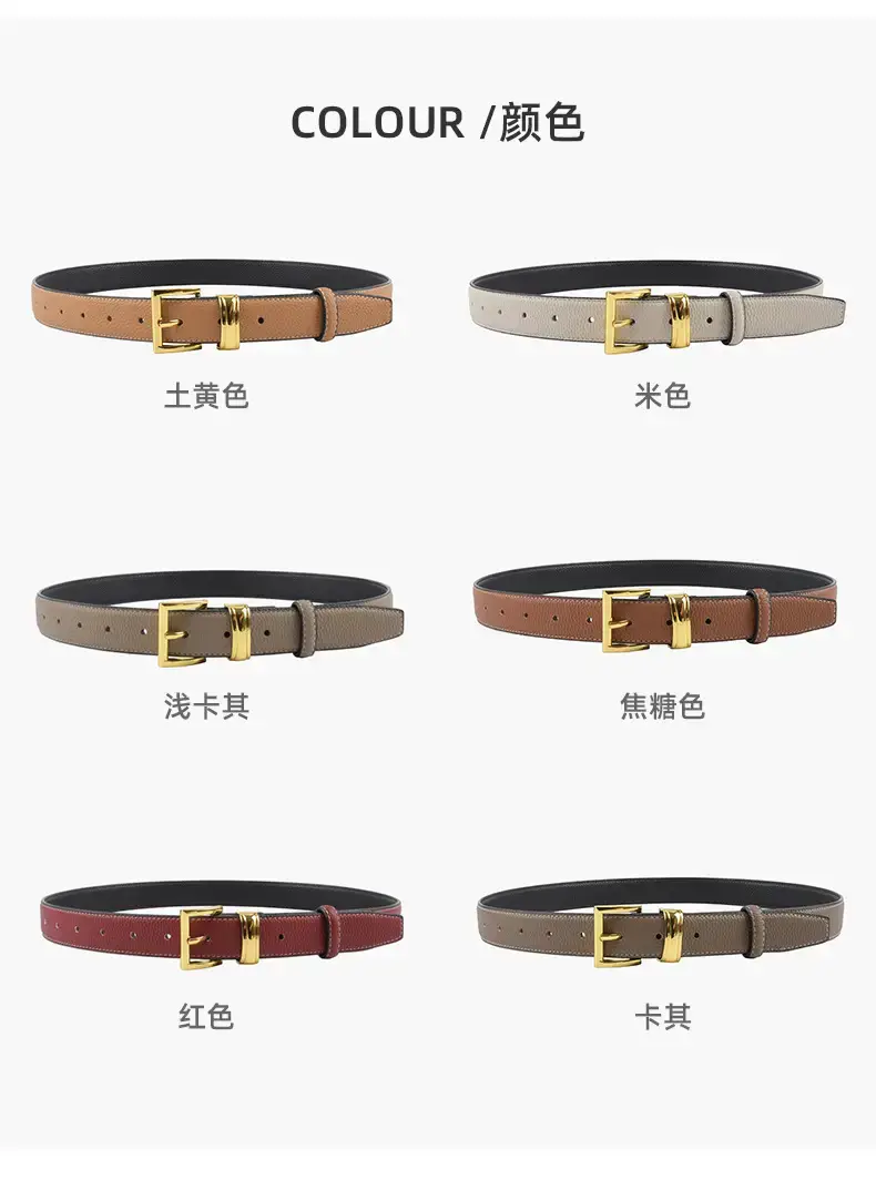 Women's Genuine Leather Belt with Gold Buckle β feature 9