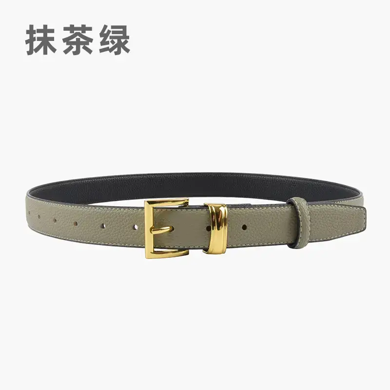 Women's Genuine Leather Belt with Gold Buckle - Image 10