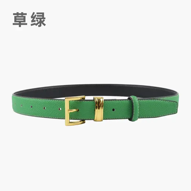 Women's Genuine Leather Belt with Gold Buckle - Image 11