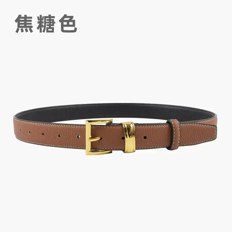 Women's Genuine Leather Belt with Gold Buckle - Image 14