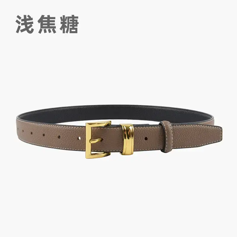 Women's Genuine Leather Belt with Gold Buckle - Image 15