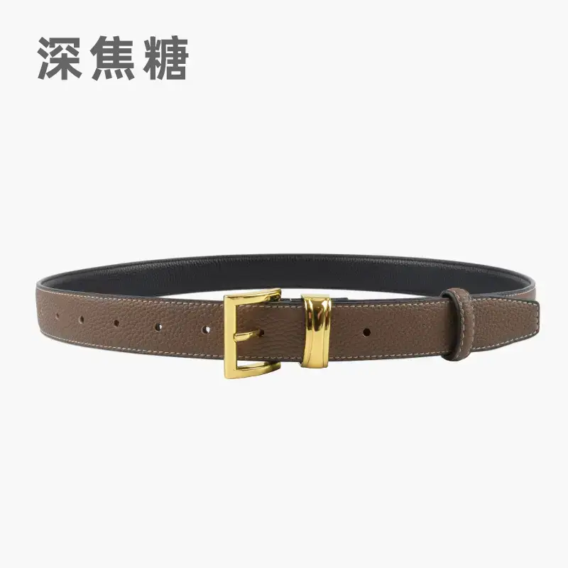 Women's Genuine Leather Belt with Gold Buckle - Image 16