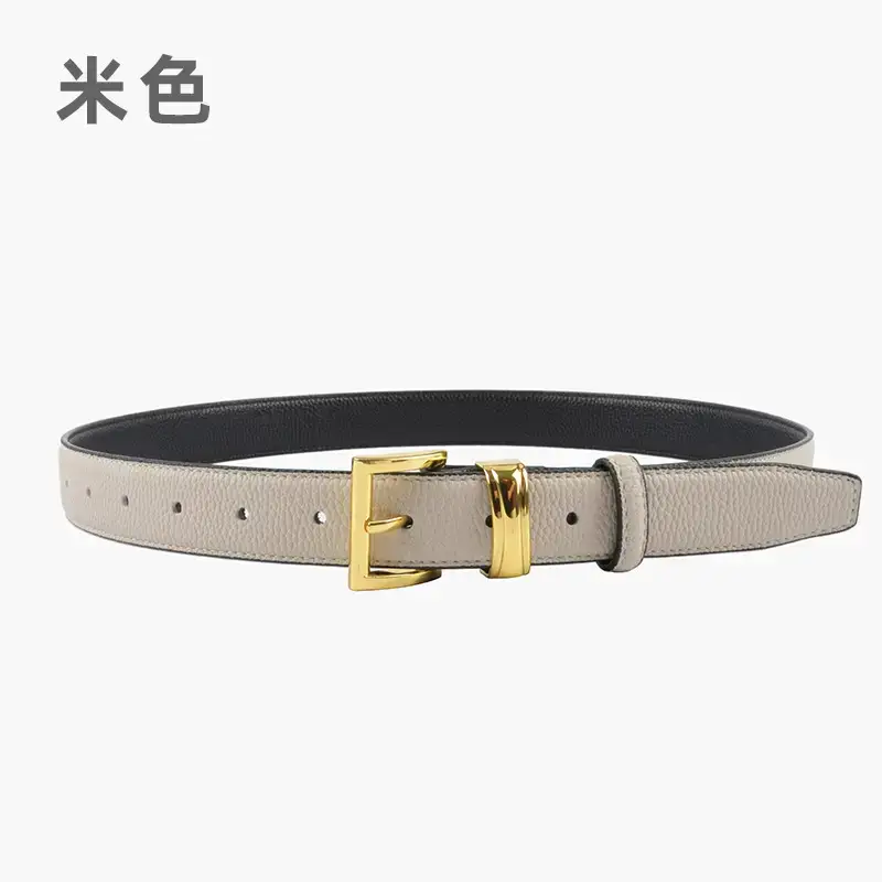 Women's Genuine Leather Belt with Gold Buckle - Image 2