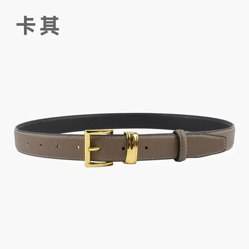 Women's Genuine Leather Belt with Gold Buckle - Image 3