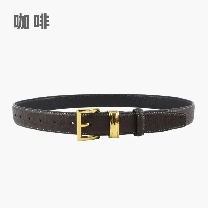 Women's Genuine Leather Belt with Gold Buckle - Image 7