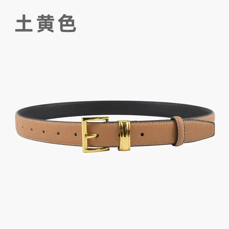 Women's Genuine Leather Belt with Gold Buckle - Image 8