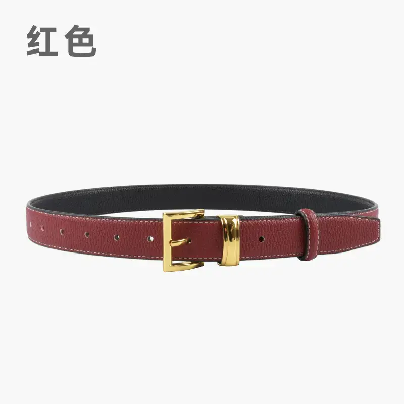Women's Genuine Leather Belt with Gold Buckle - Image 9