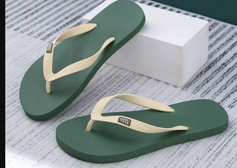 2023 Men's Red Blue Korean Beach Flip Flops Plus Size
