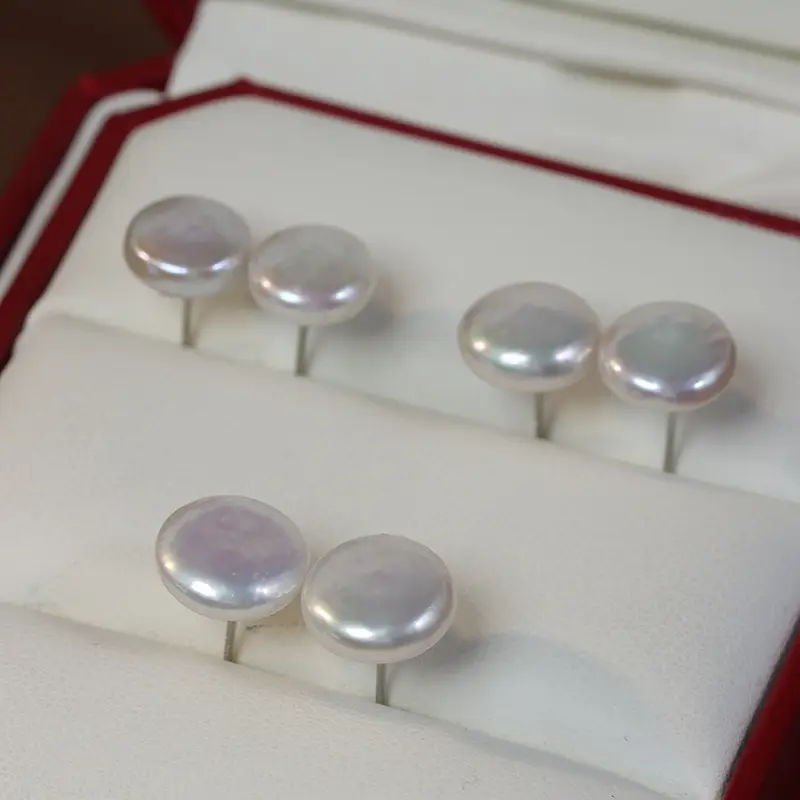 Natural Freshwater Pearl Button Earrings S925 Silver - Image 7