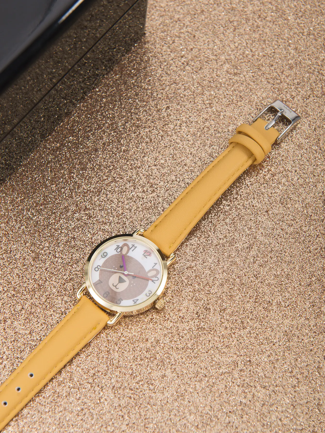 Cartoon Bear Quartz Watch for Kids Brown Leather Band — feature 5