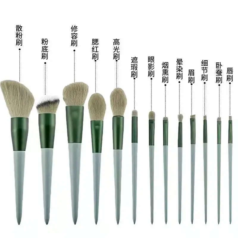 13-Piece Makeup Brush Set for Blush, Eye Shadow & Lip Setting - Image 10