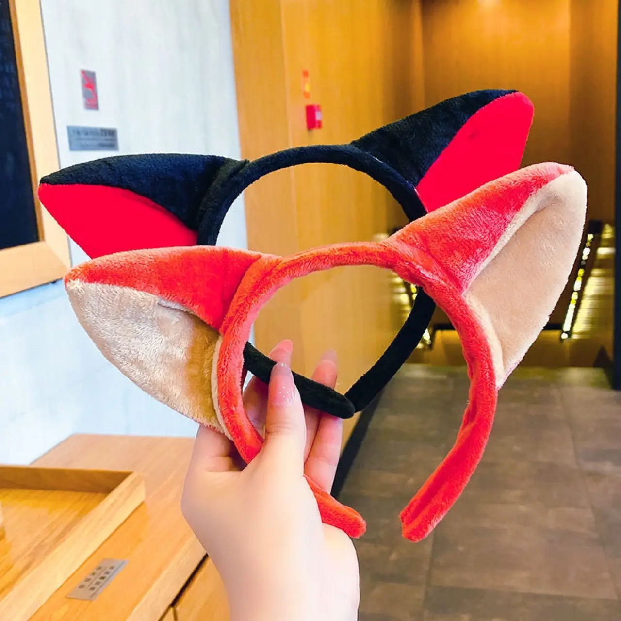 Red Furry Cat Ear Headband for Girls - Image 8