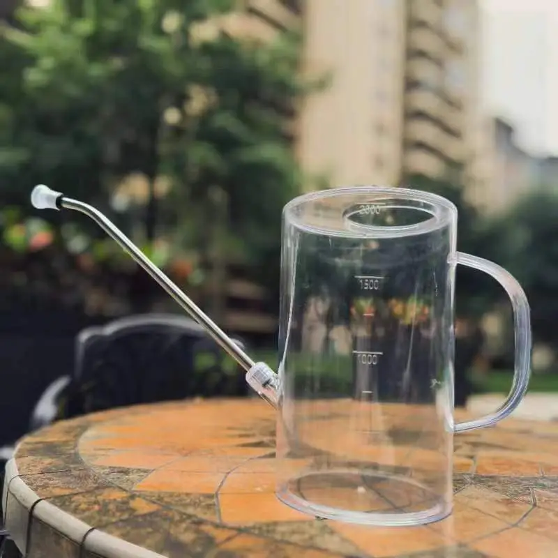 Stainless Steel Long-mouth Watering Kettle Transparent Scale Watering Kettle Household Gardening Water Watering Pot Potted Plant Tools