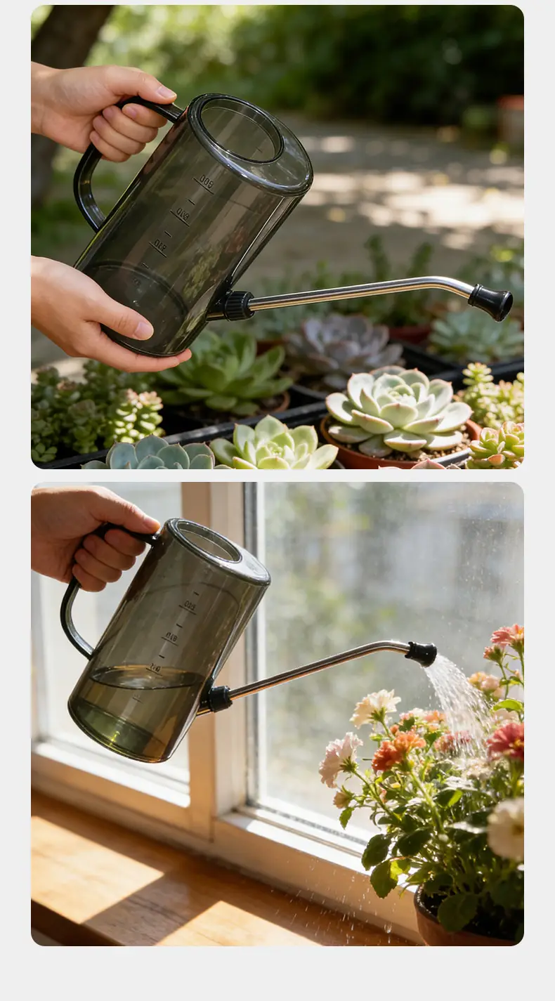 Stainless Steel Long-mouth Watering Kettle Transparent Scale Watering Kettle Household Gardening Water Watering Pot Potted Plant Tools — feature 17