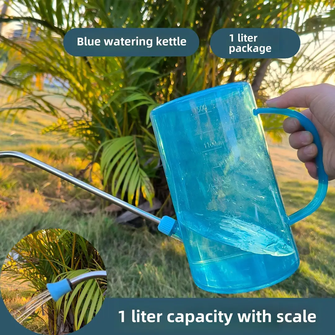 Stainless Steel Long-mouth Watering Kettle Transparent Scale Watering Kettle Household Gardening Water Watering Pot Potted Plant Tools