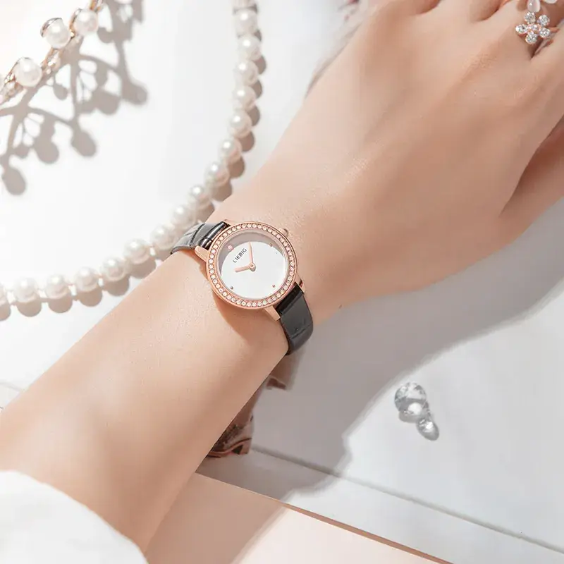 Women's Luxury Quartz Watch with Diamond Dial & Pearl Bracelet - Image 3