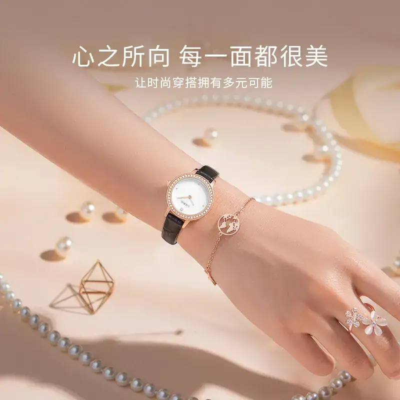 Women's Luxury Quartz Watch with Diamond Dial & Pearl Bracelet - Image 4