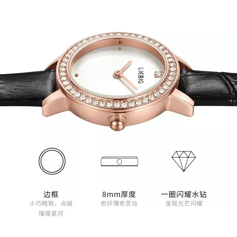 Women's Luxury Quartz Watch with Diamond Dial & Pearl Bracelet - Image 5