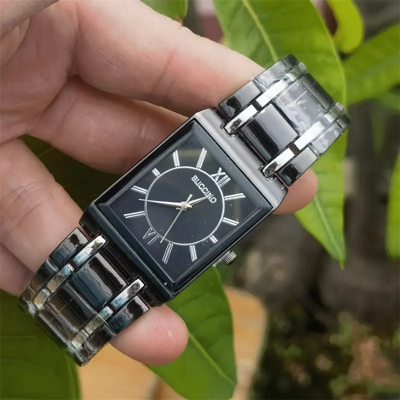 Gold Square Quartz Sports Men's Watch with Steel Band - Image 9