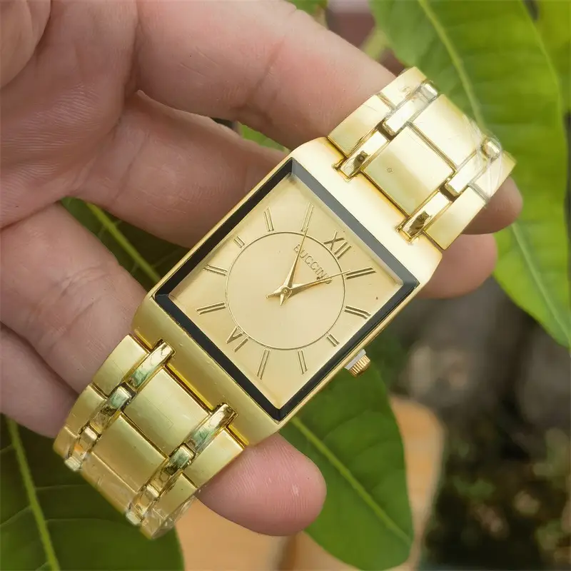 Gold Square Quartz Sports Men's Watch with Steel Band — feature 7