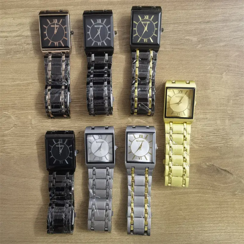Gold Square Quartz Sports Men's Watch with Steel Band — feature 8