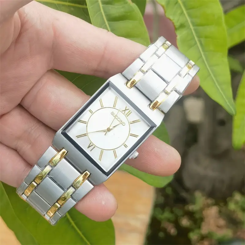 Gold Square Quartz Sports Men's Watch with Steel Band - Image 3