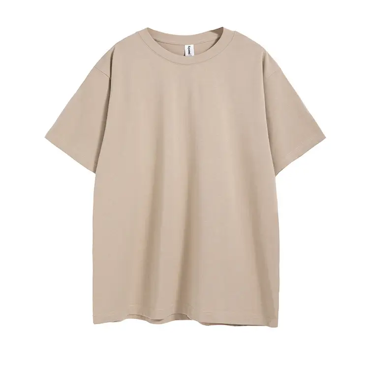 Men Cotton Oversize Drop Shoulder T-Shirt Beige Large