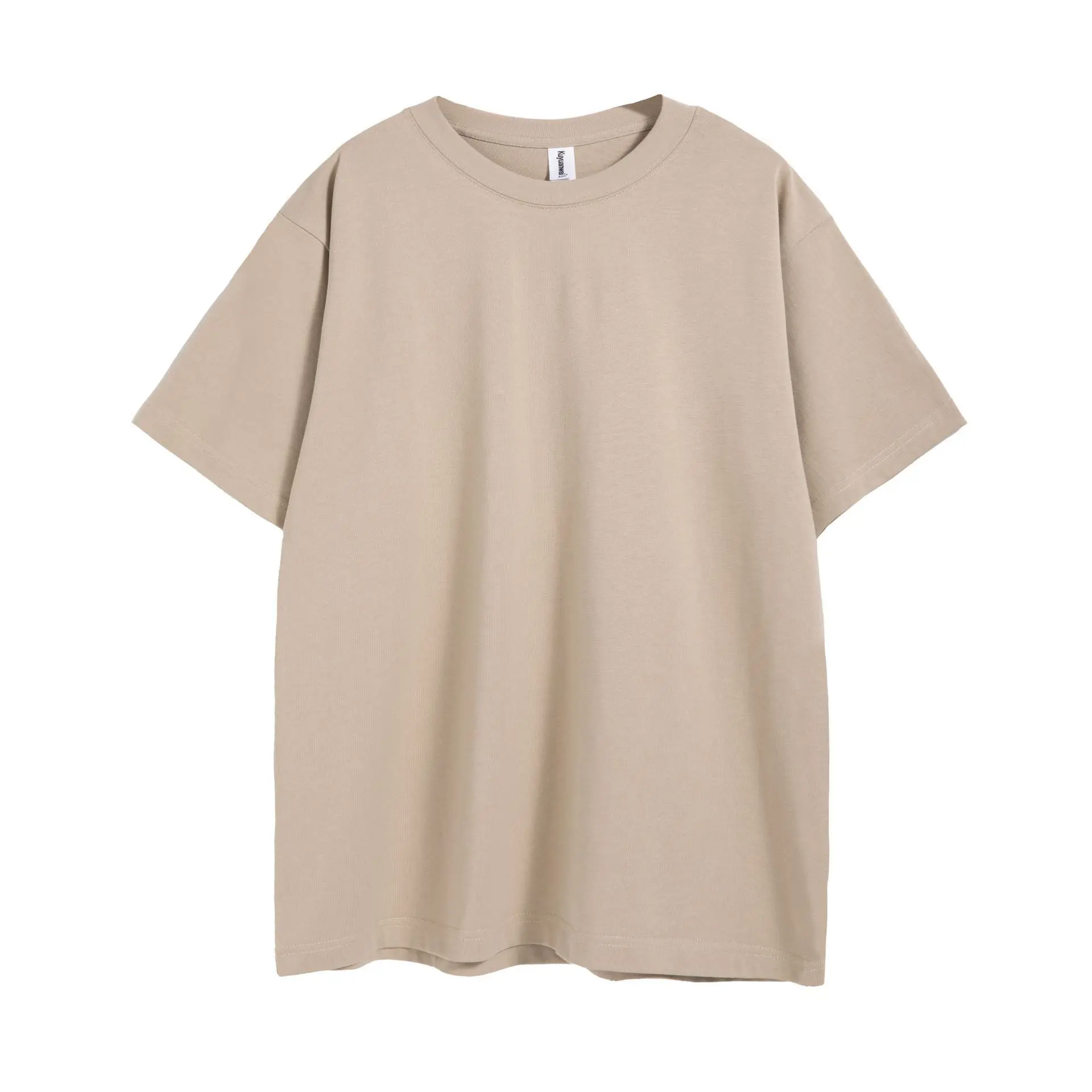 Men Cotton Oversize Drop Shoulder T-Shirt Beige Large