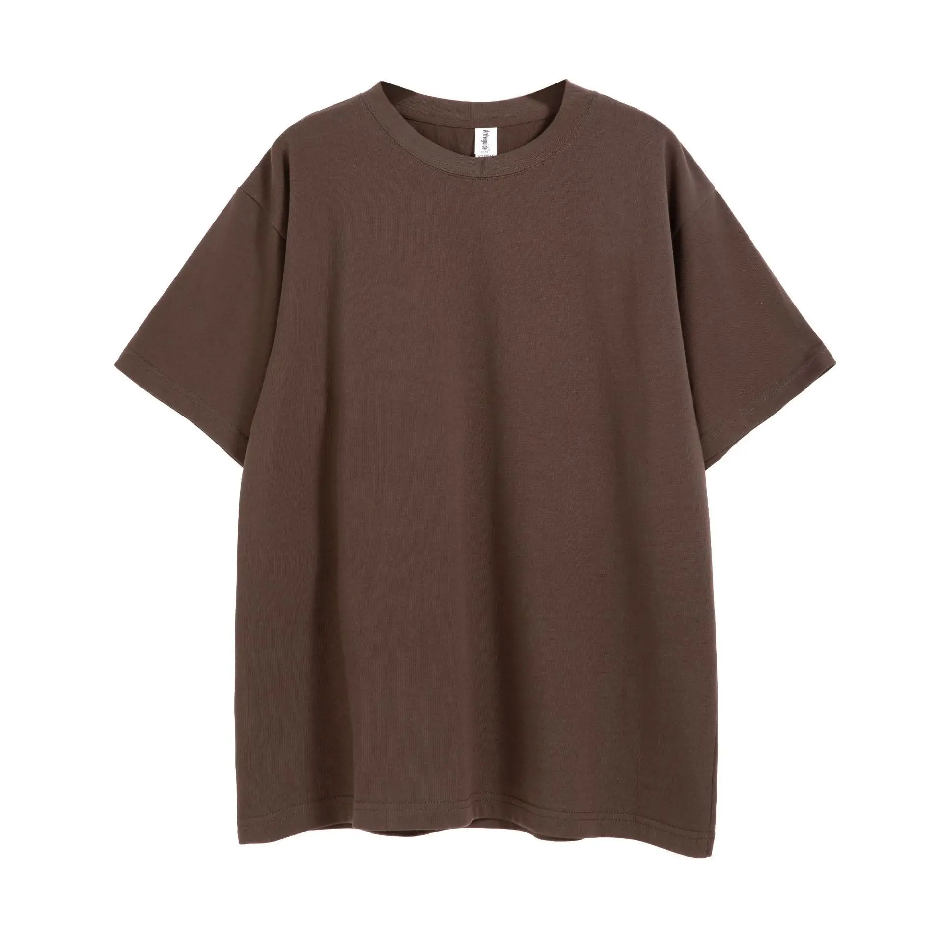 Men Cotton Oversize Drop Shoulder T-Shirt Beige Large