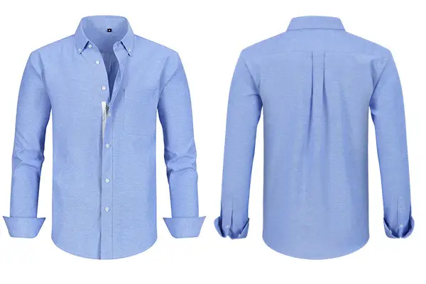 Men's Blue Oxford Zipper Shirt Long Sleeve Business Casual — feature 37