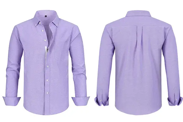 Men's Blue Oxford Zipper Shirt Long Sleeve Business Casual — feature 38
