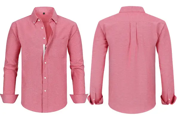 Men's Blue Oxford Zipper Shirt Long Sleeve Business Casual — feature 39