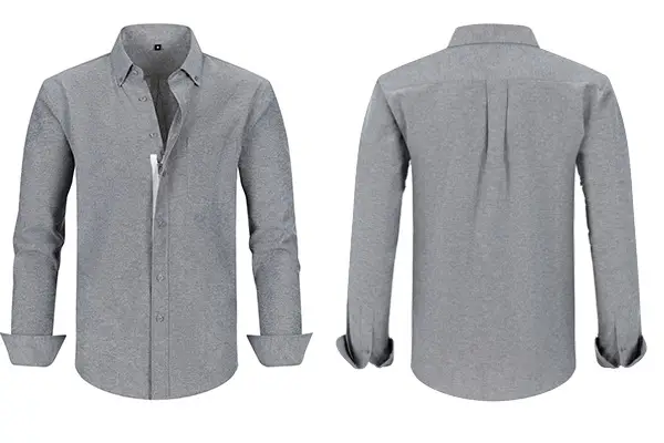 Men's Blue Oxford Zipper Shirt Long Sleeve Business Casual — feature 40