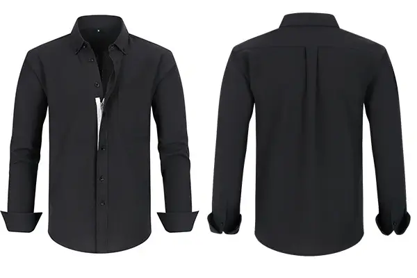 Men's Blue Oxford Zipper Shirt Long Sleeve Business Casual — feature 41